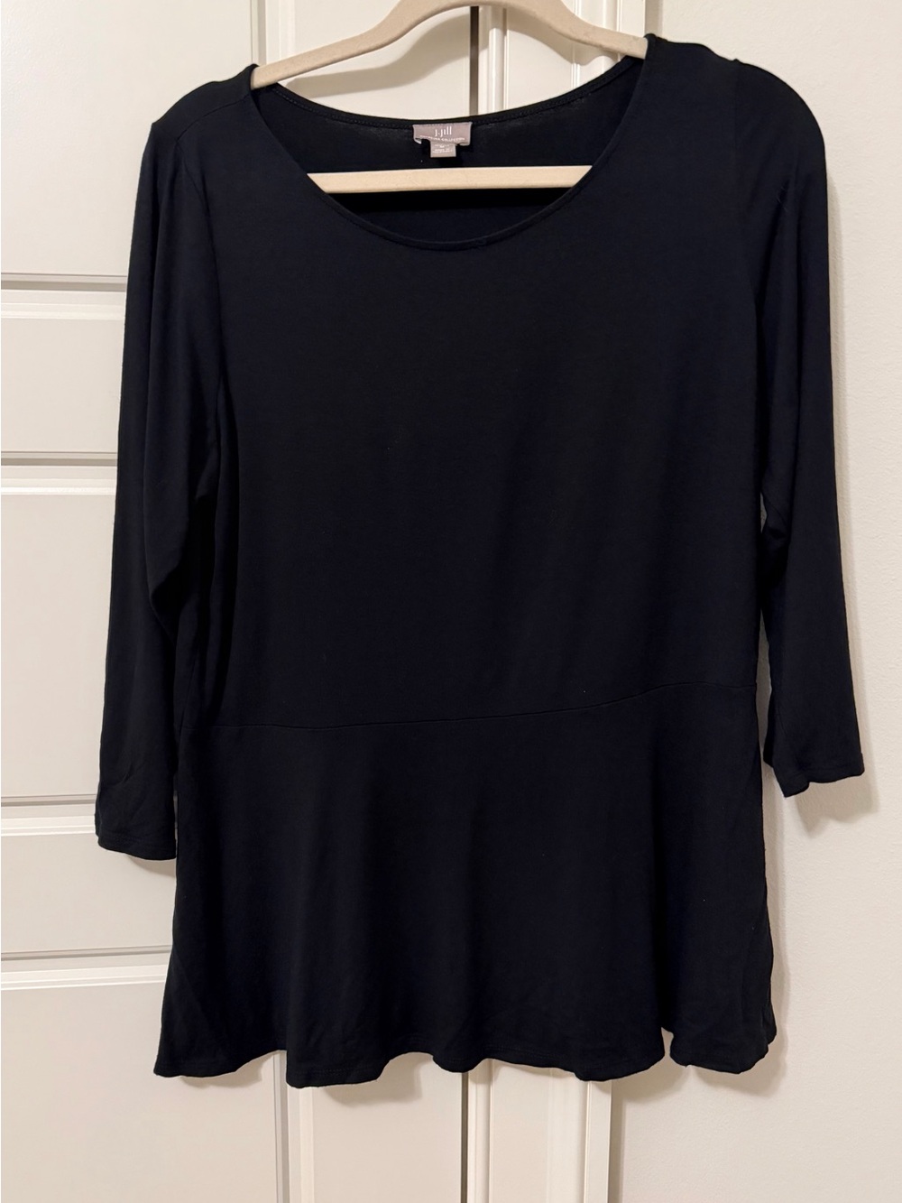 J. Jill Black Women’s Scoop Neck 3/4 Sleeve Top with peplum